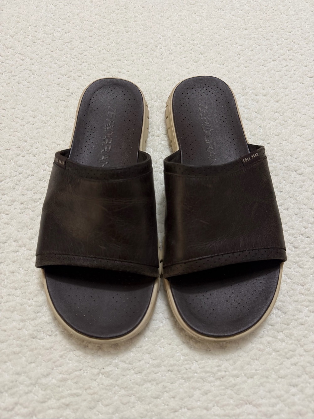 Cole Haan Brown Leather Slip On Sandals Men’s Size 11